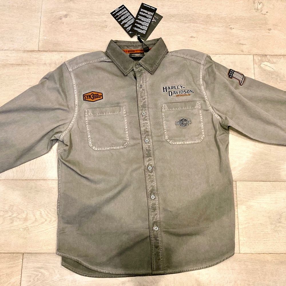 Harley Davidson Men's Long Sleeve Grey Shirt NWT
